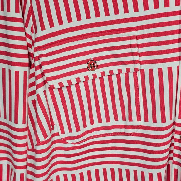 J. McLaughlin Brynn Catalina Cloth Button-Down Red White Geometric Stripe Size M - Picture 3 of 10